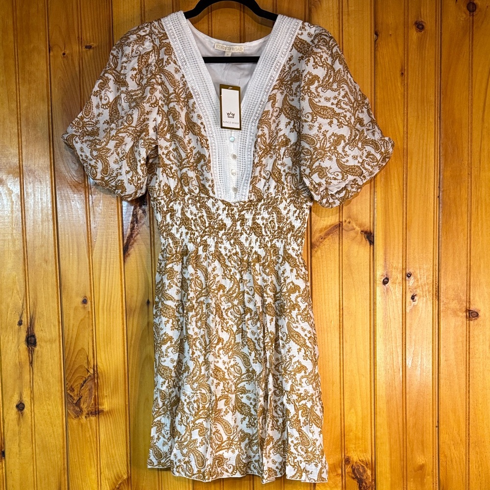 Kings Road White and Gold Lace Dress